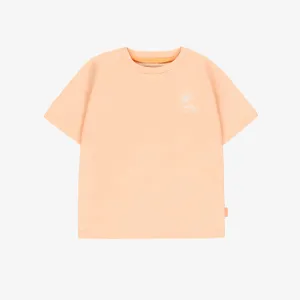 T-shirt à manches courtes pêche avec illustrations, bébé || Peach short-sleeved t-shirt with illustrations, baby