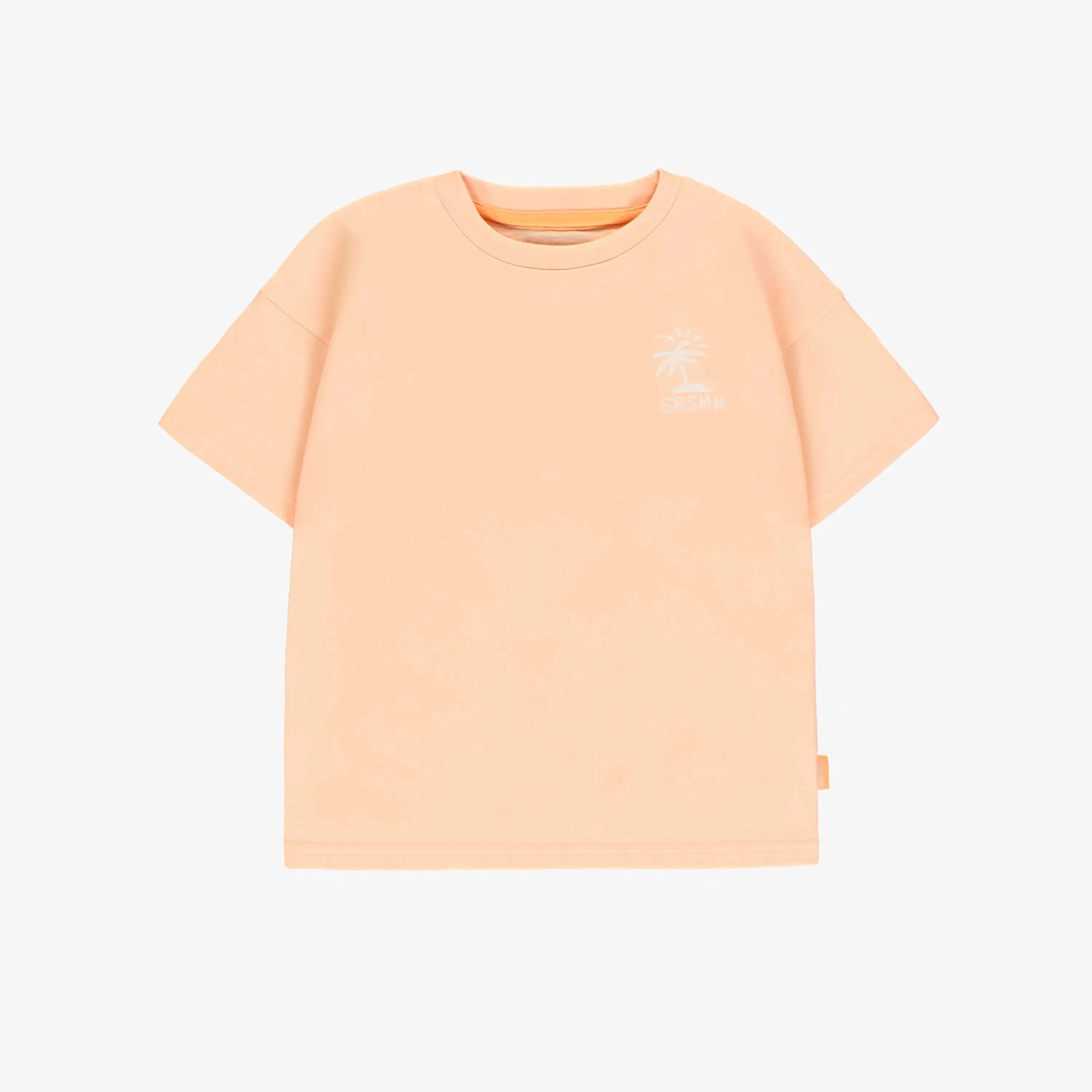 T-shirt à manches courtes pêche avec illustrations, bébé || Peach short-sleeved t-shirt with illustrations, baby