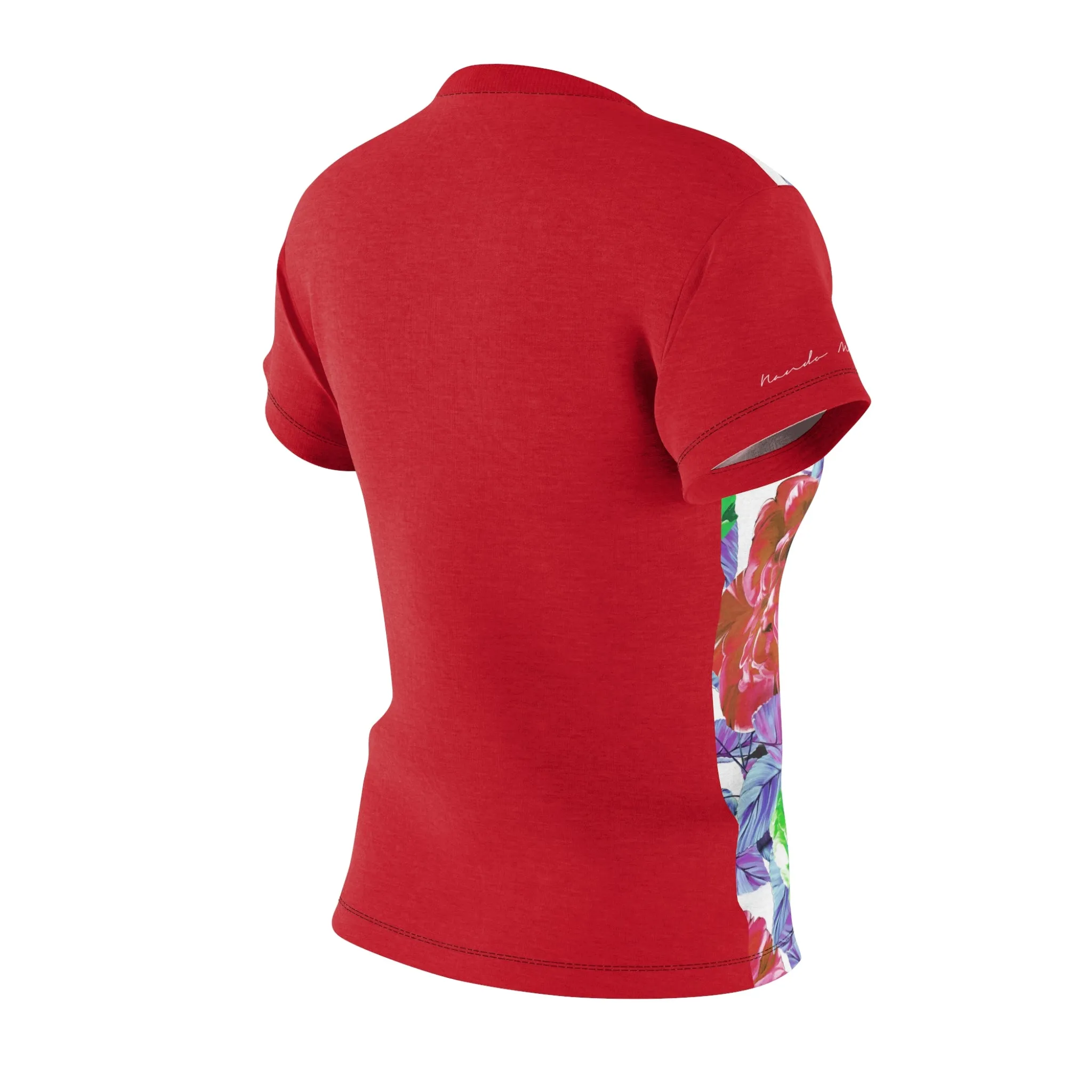 T-Shirt, Red-Green Floral Look