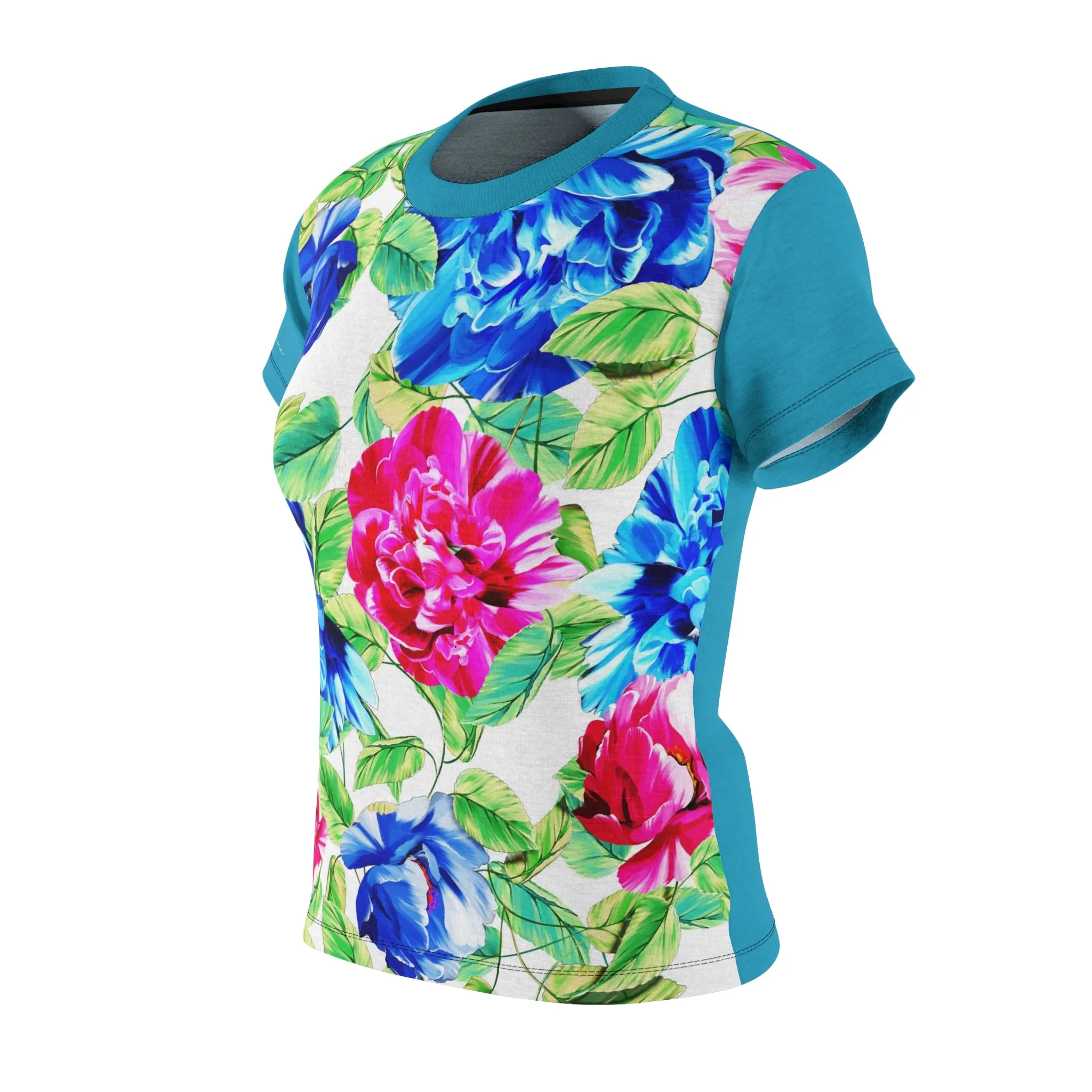 T-Shirt, Turquoise Floral Look
