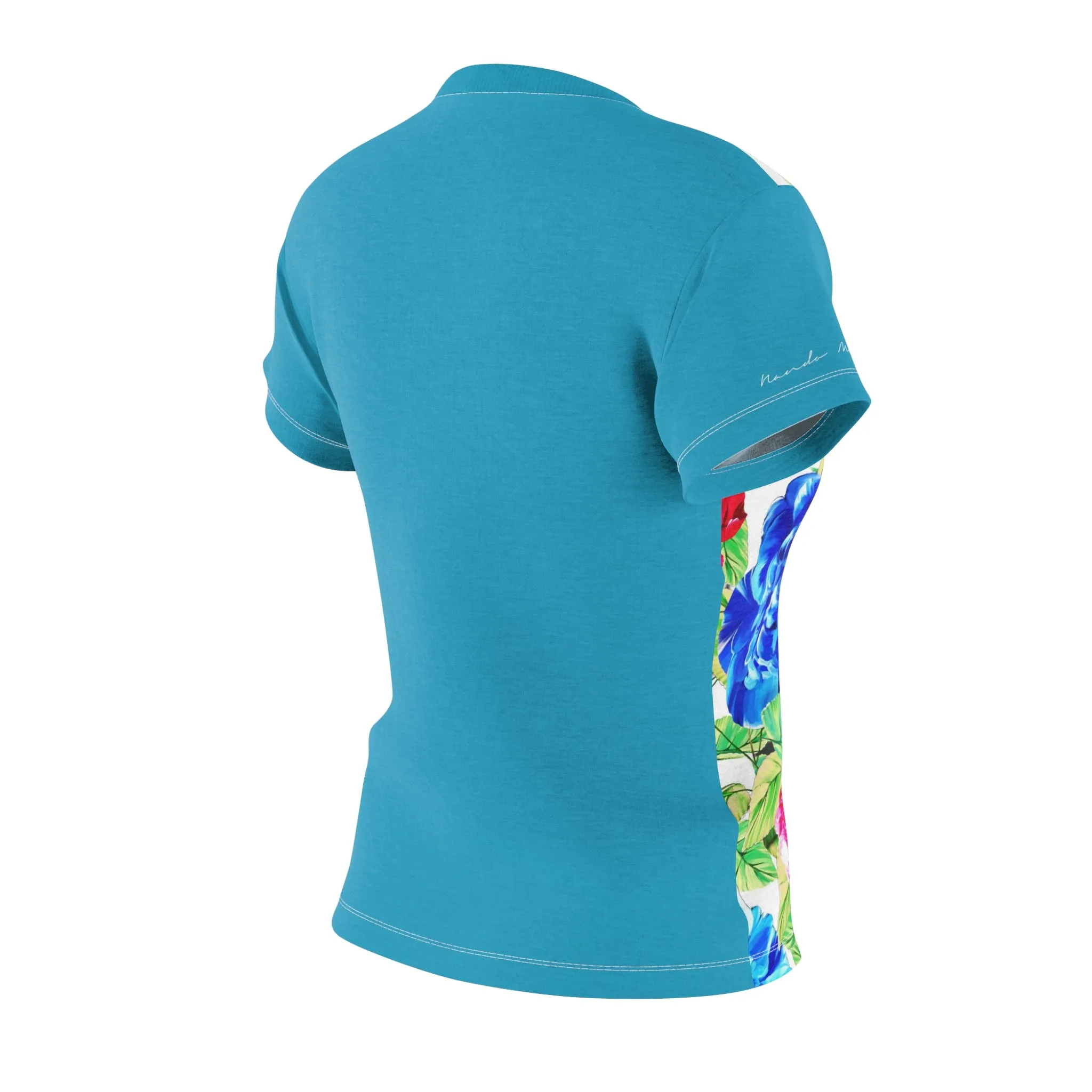 T-Shirt, Turquoise Floral Look