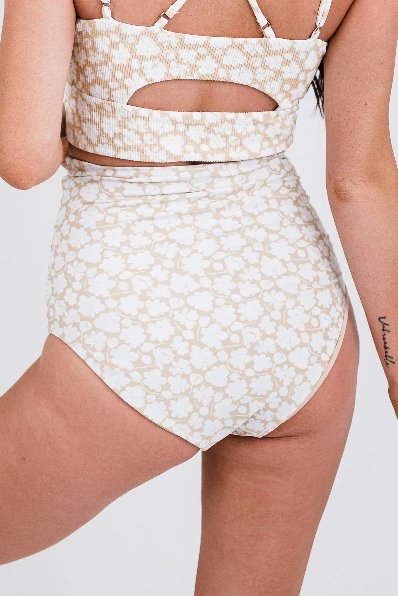 Tan Floral Ultra High Rise Reversible Bottom