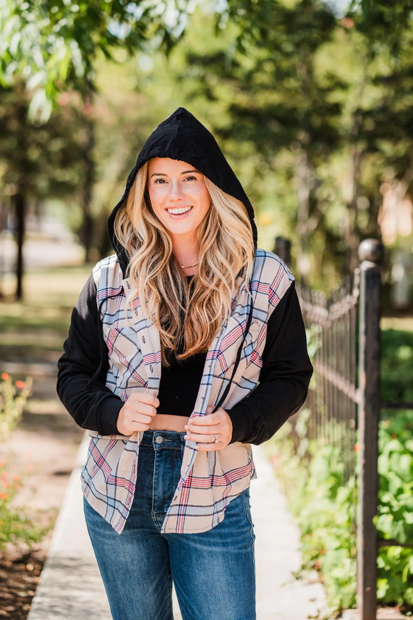 Tan/Red/Blue Plaid Hooded Flannel Shirt Pack (1/1/1)