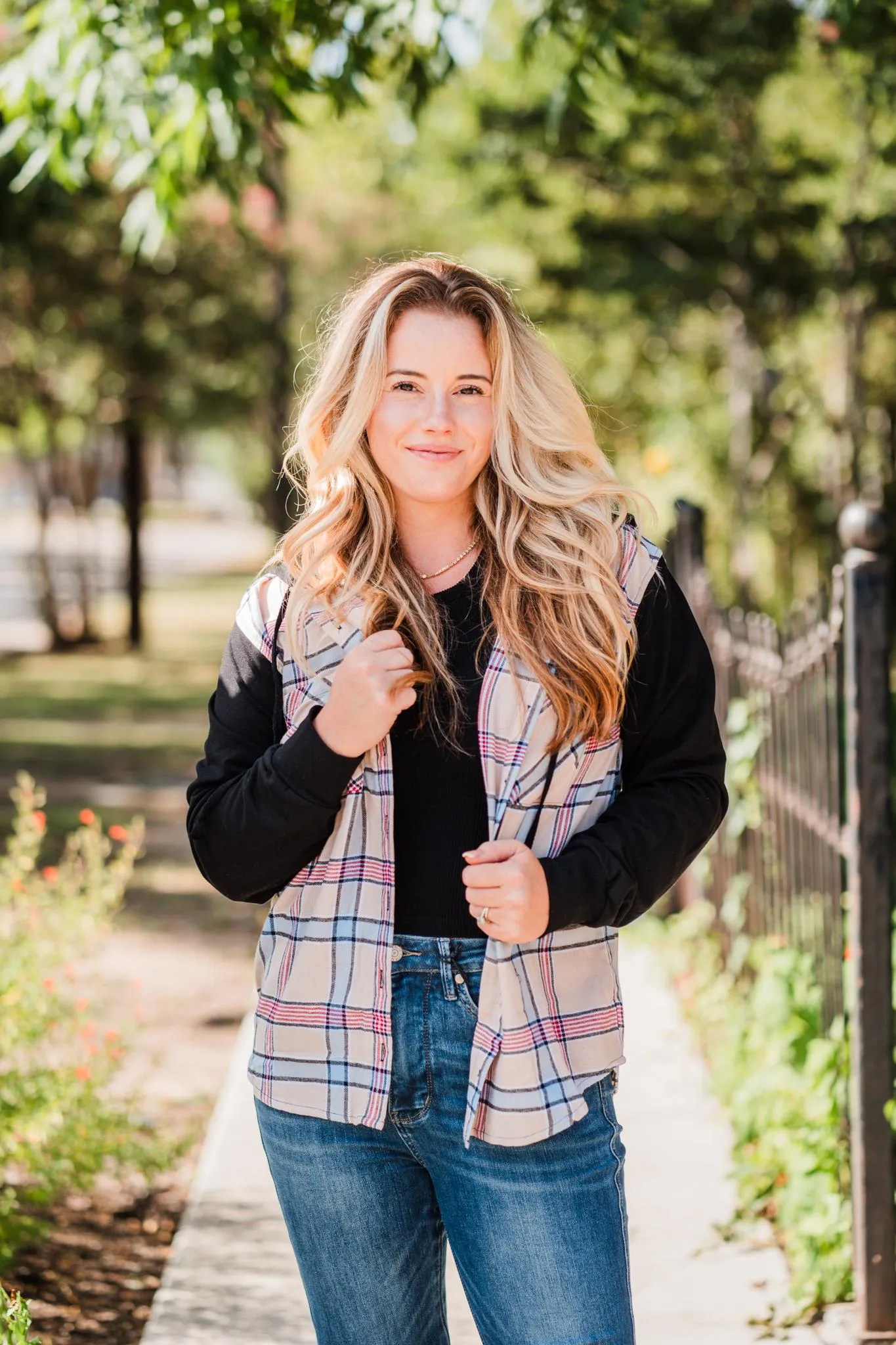 Tan/Red/Blue Plaid Hooded Flannel Shirt Pack (1/1/1)