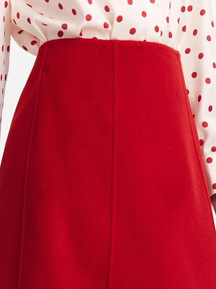 Tencel & Wool A Line Knee-Length Skirt