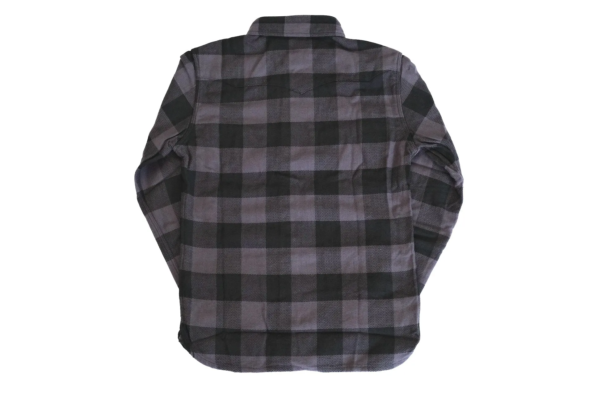 The Flat Head 12oz Selvage Flannel Western Shirt (Black X Grey)