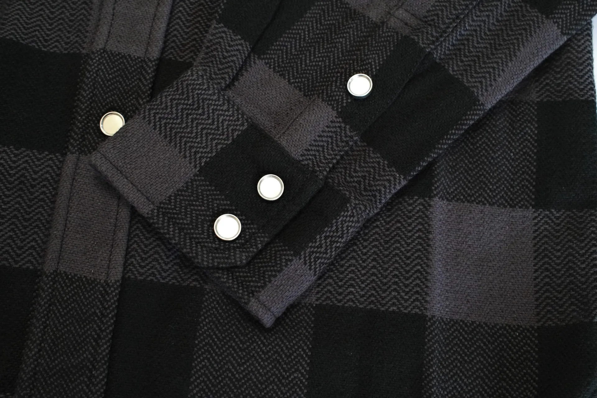 The Flat Head 12oz Selvage Flannel Western Shirt (Black X Grey)
