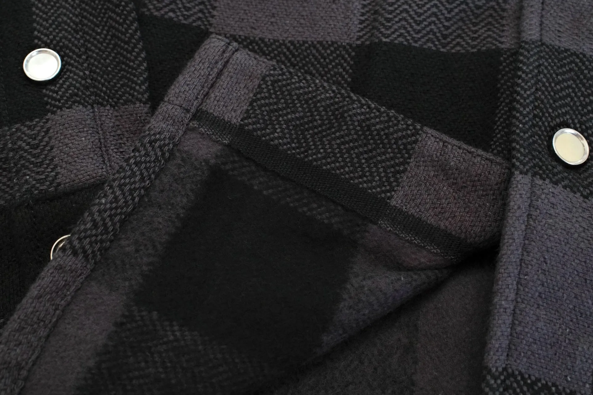 The Flat Head 12oz Selvage Flannel Western Shirt (Black X Grey)