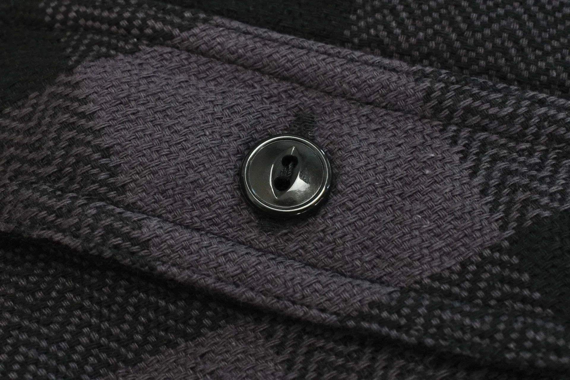 The Flat Head 12oz Selvage Flannel Workshirt (Black X Grey)