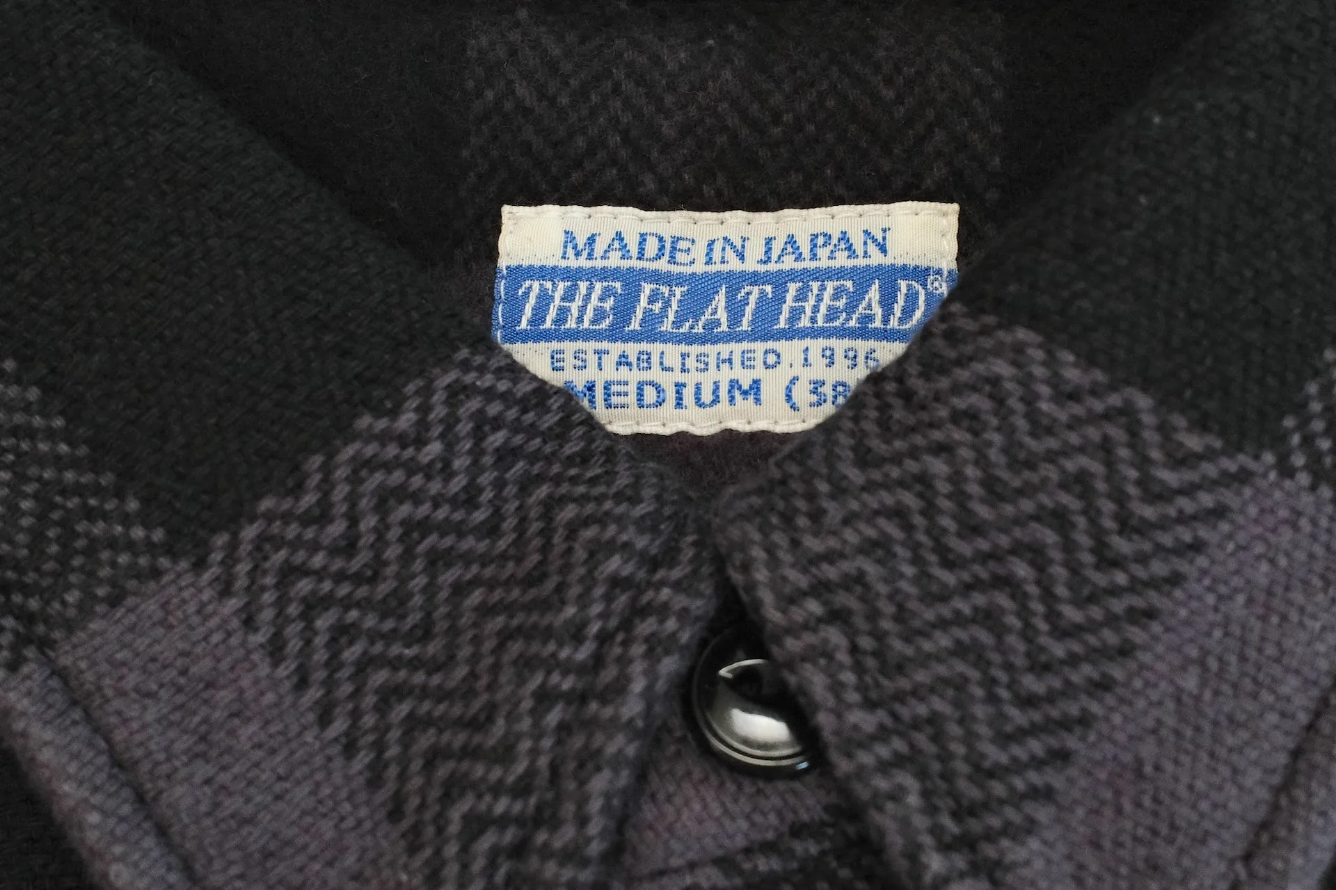 The Flat Head 12oz Selvage Flannel Workshirt (Black X Grey)