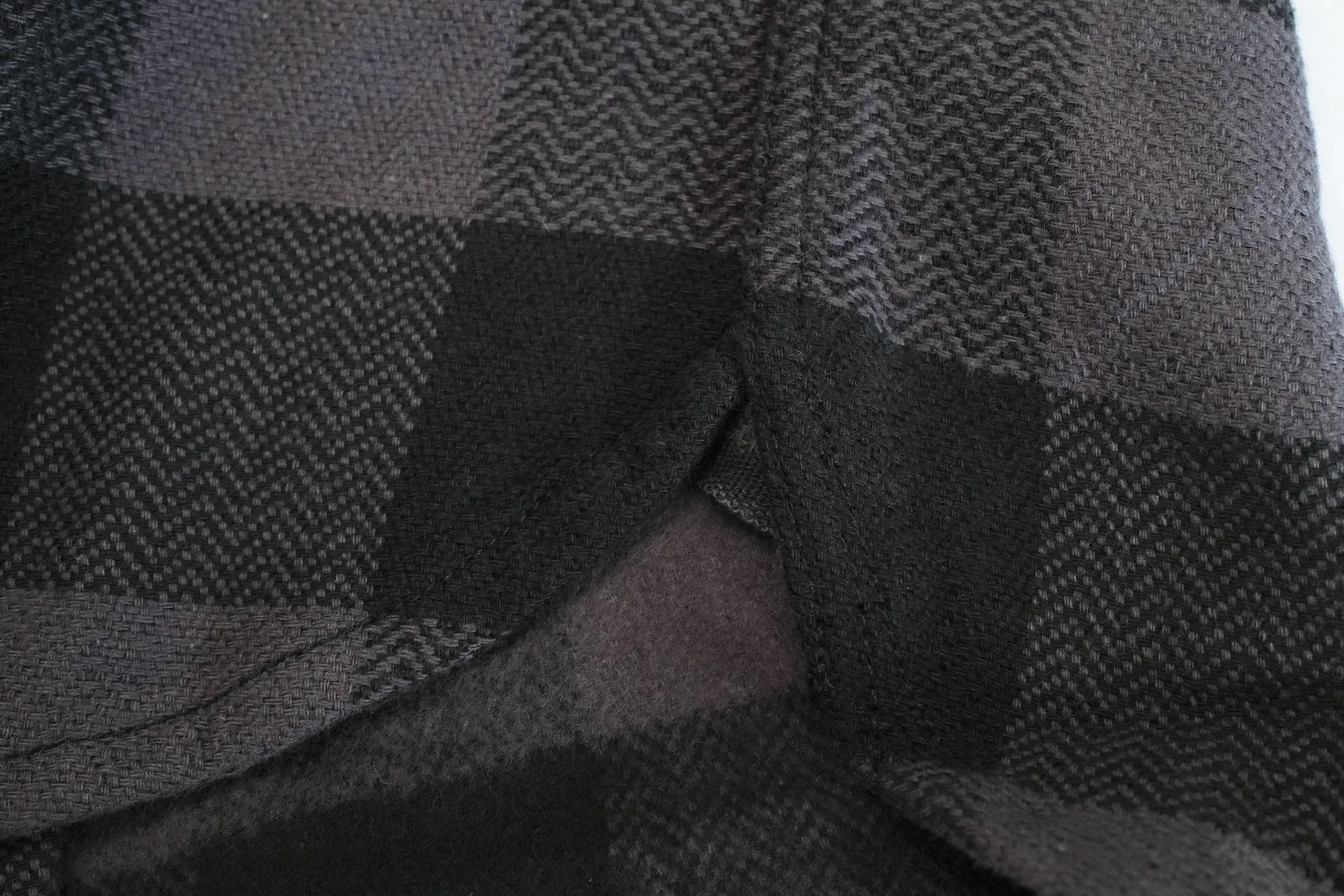 The Flat Head 12oz Selvage Flannel Workshirt (Black X Grey)