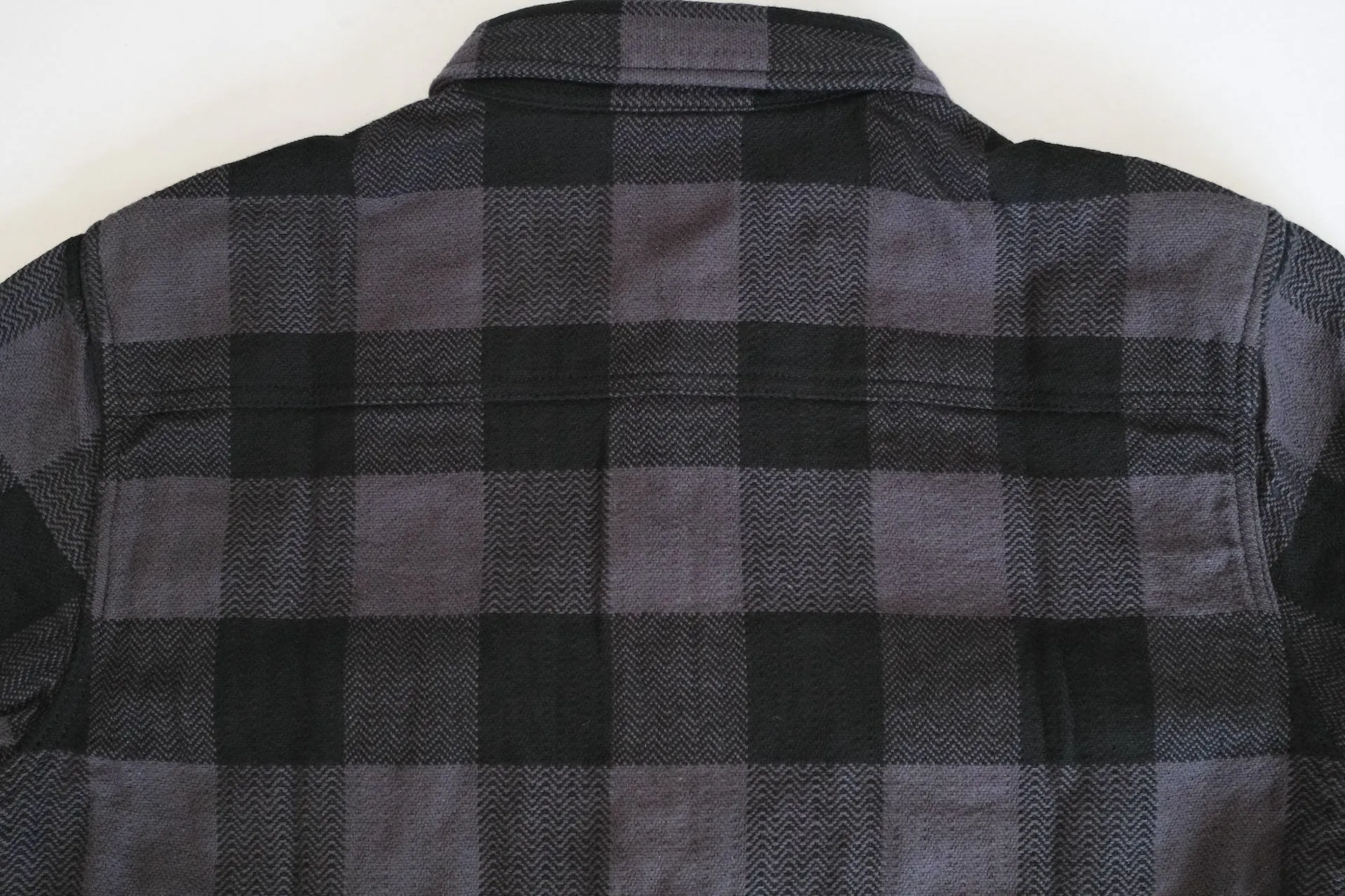 The Flat Head 12oz Selvage Flannel Workshirt (Black X Grey)