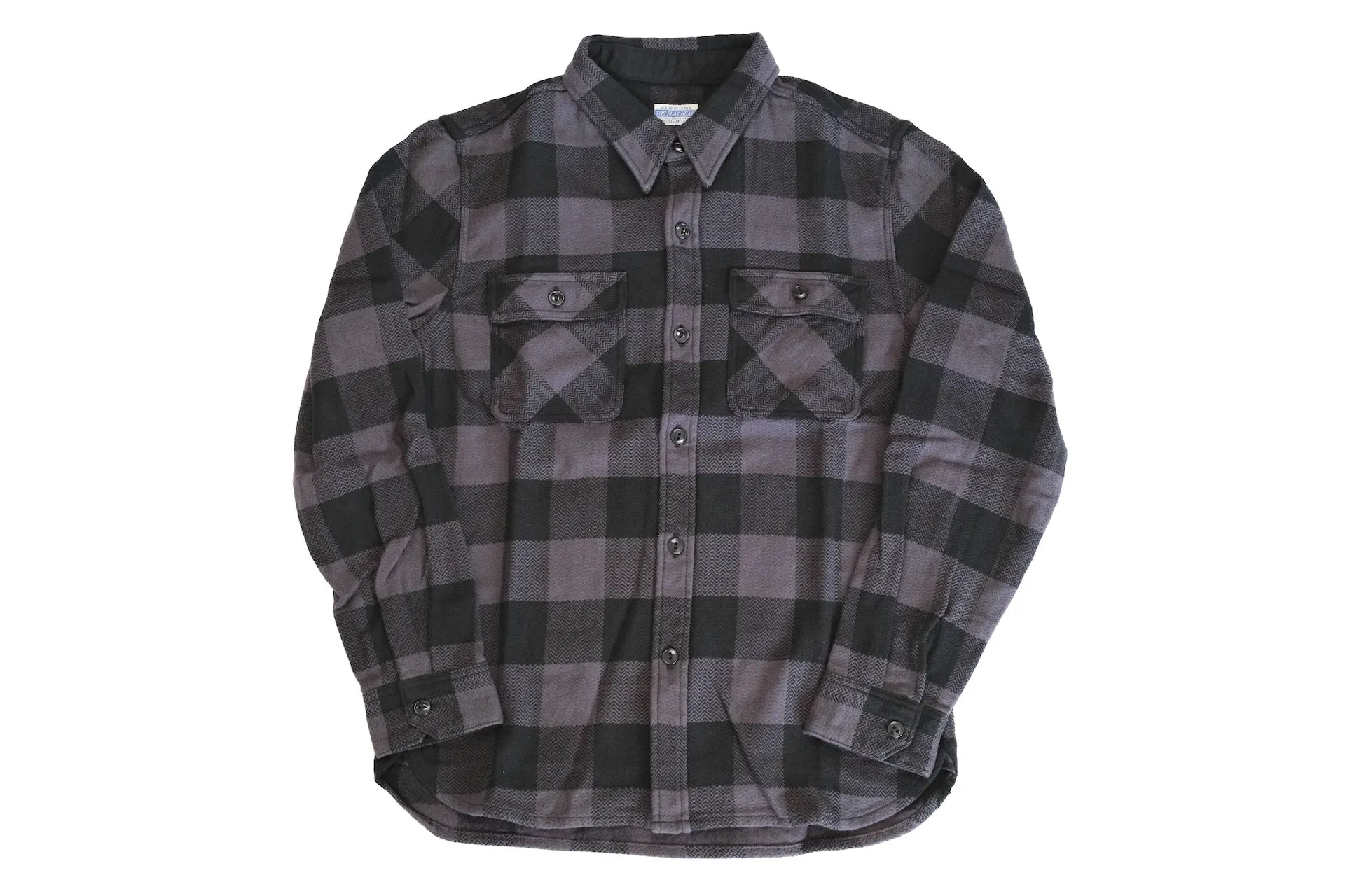 The Flat Head 12oz Selvage Flannel Workshirt (Black X Grey)