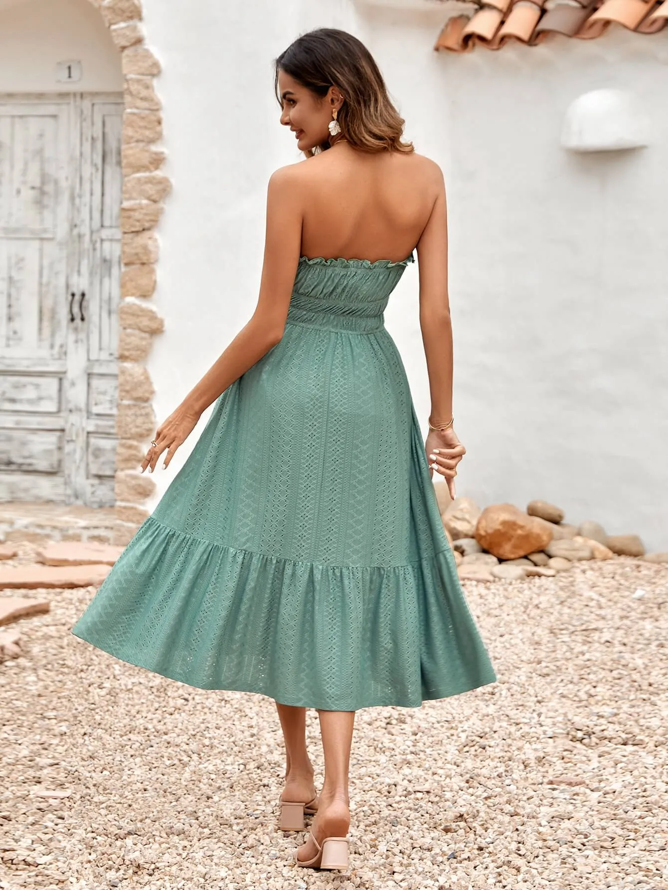 The New You Strapless Lace Midi Dress - Sage