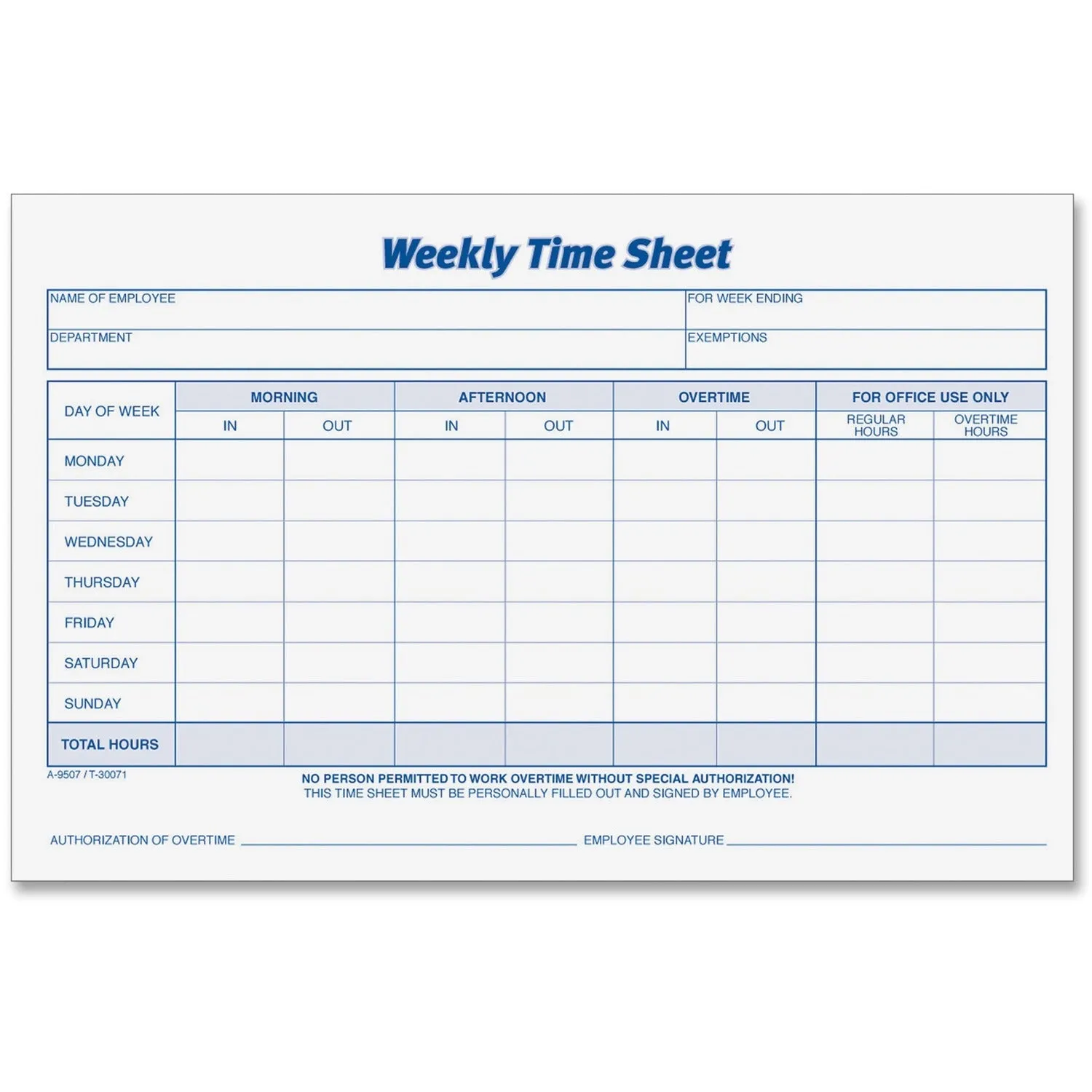 TOPS Weekly Timesheet Form