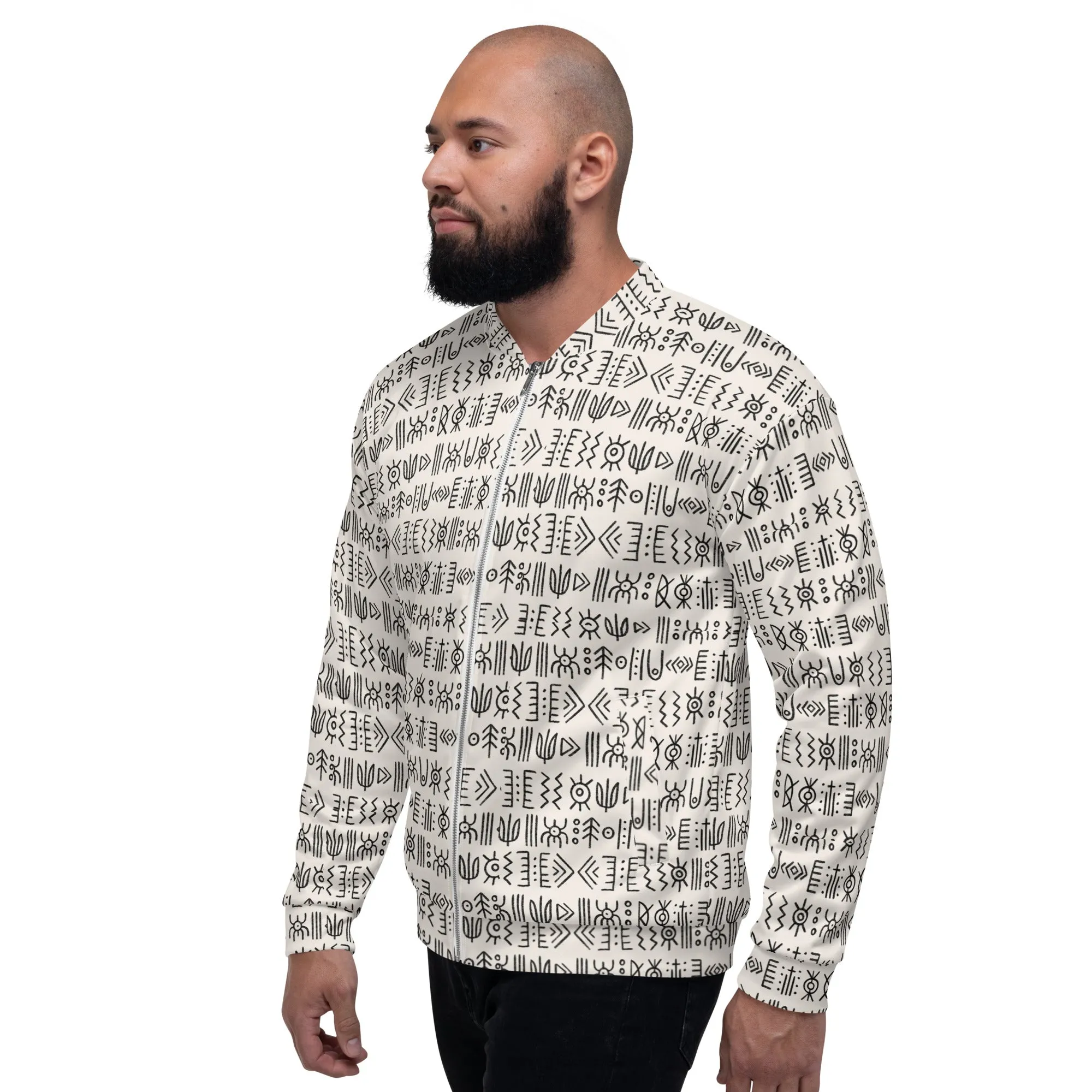 Tribal Pattern Bomber Jacket – Stylish Unisex Lightweight Outerwear