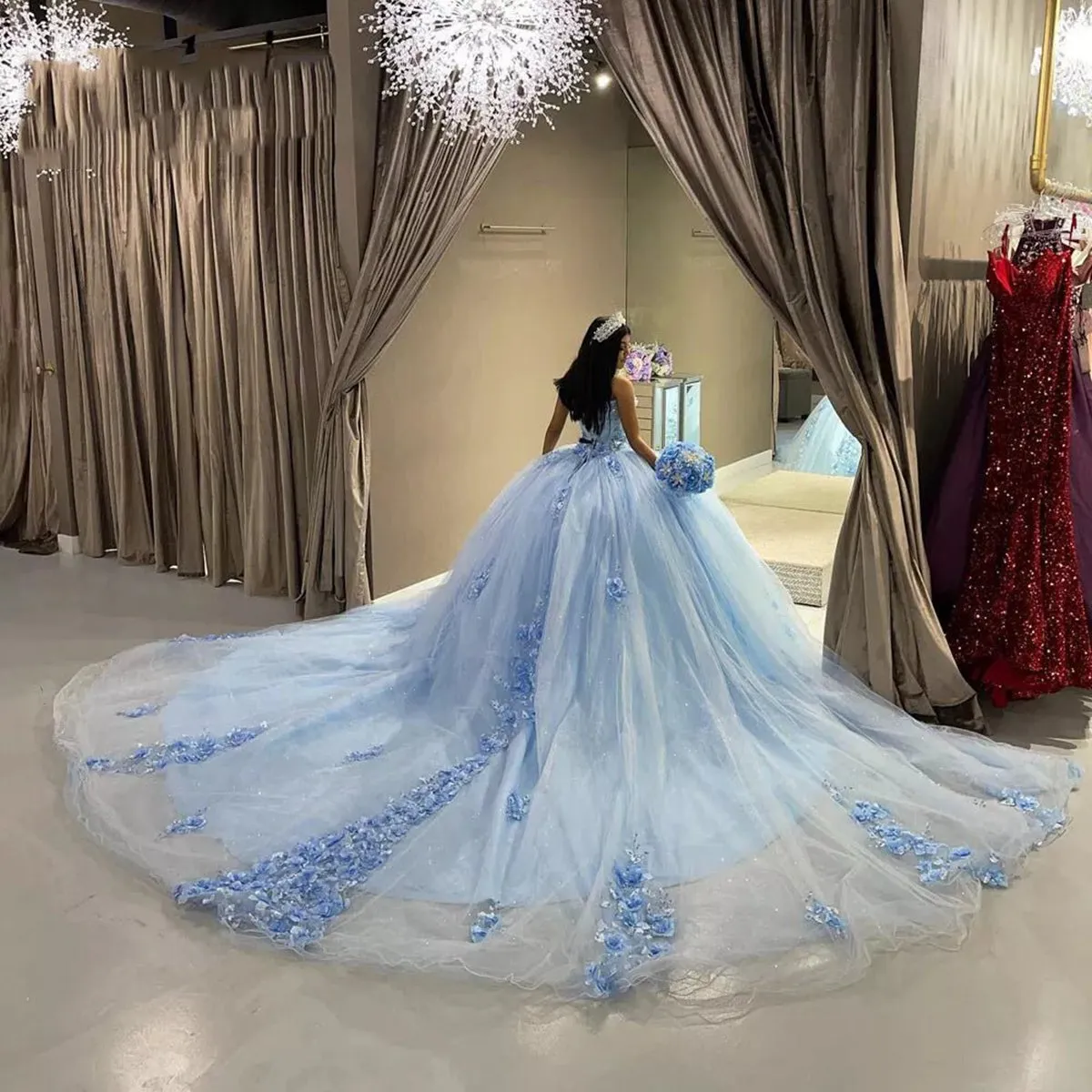 Tulle Ball-Gown Strapless Sleeveless Quinceanera Dresses