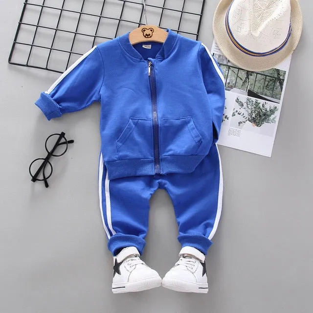 Unisex Cotton Long Sleeve Tracksuit T-Shirt Pants 2 Pcs/Suit