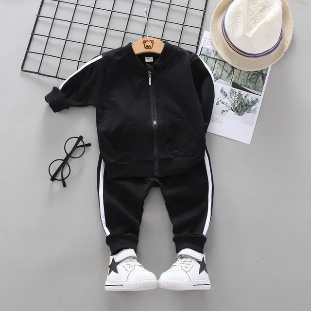 Unisex Cotton Long Sleeve Tracksuit T-Shirt Pants 2 Pcs/Suit