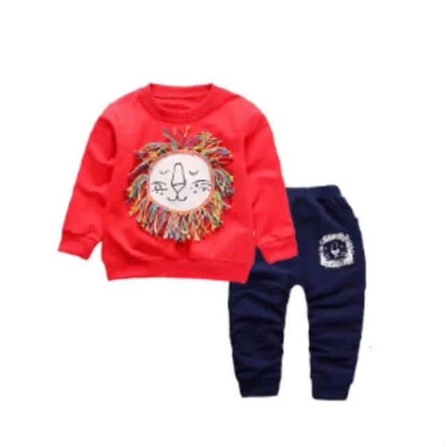 Unisex Cotton Long Sleeve Tracksuit T-Shirt Pants 2 Pcs/Suit