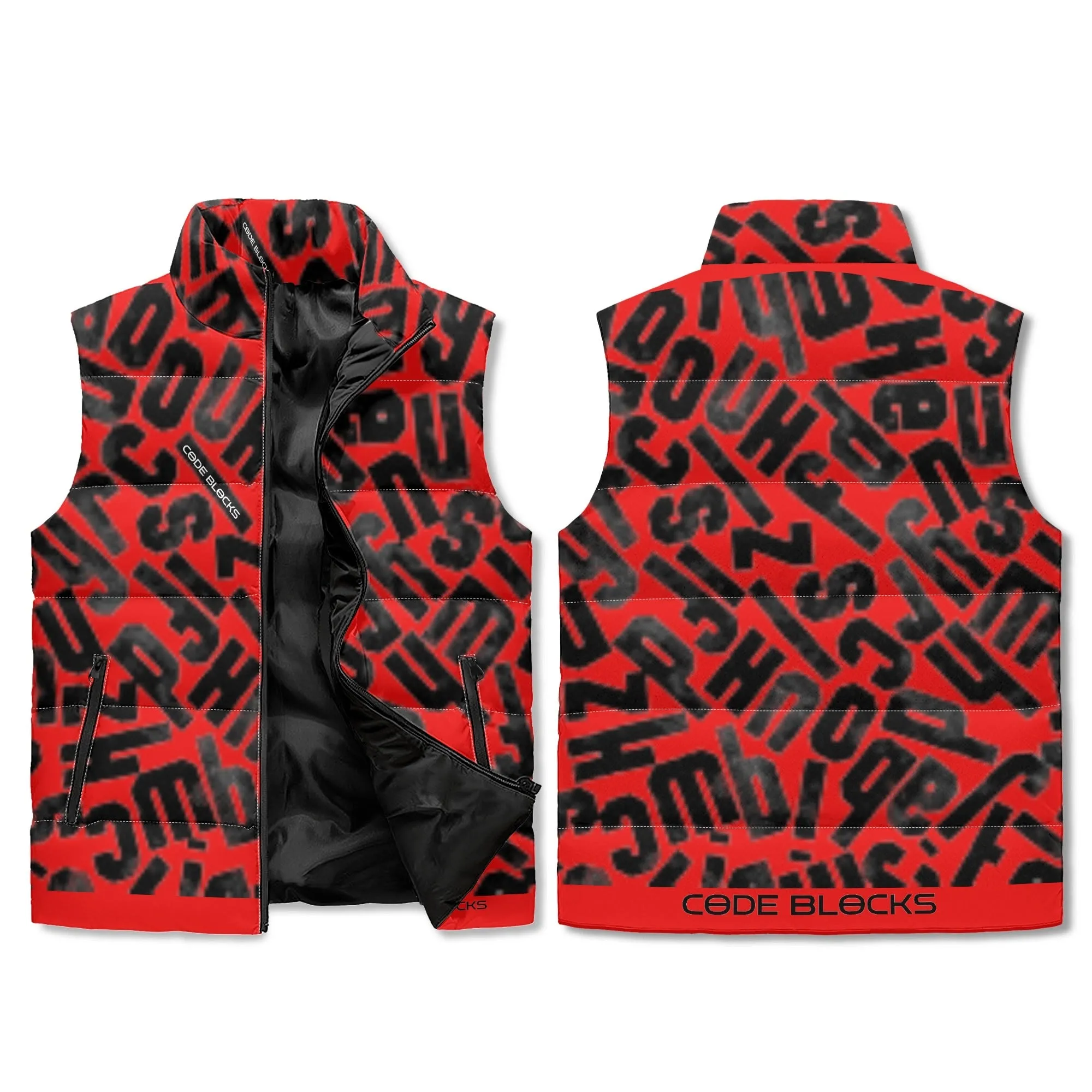 Unisex Lightweight All Over Printing Stand Collar Zip Up Puffer Vest