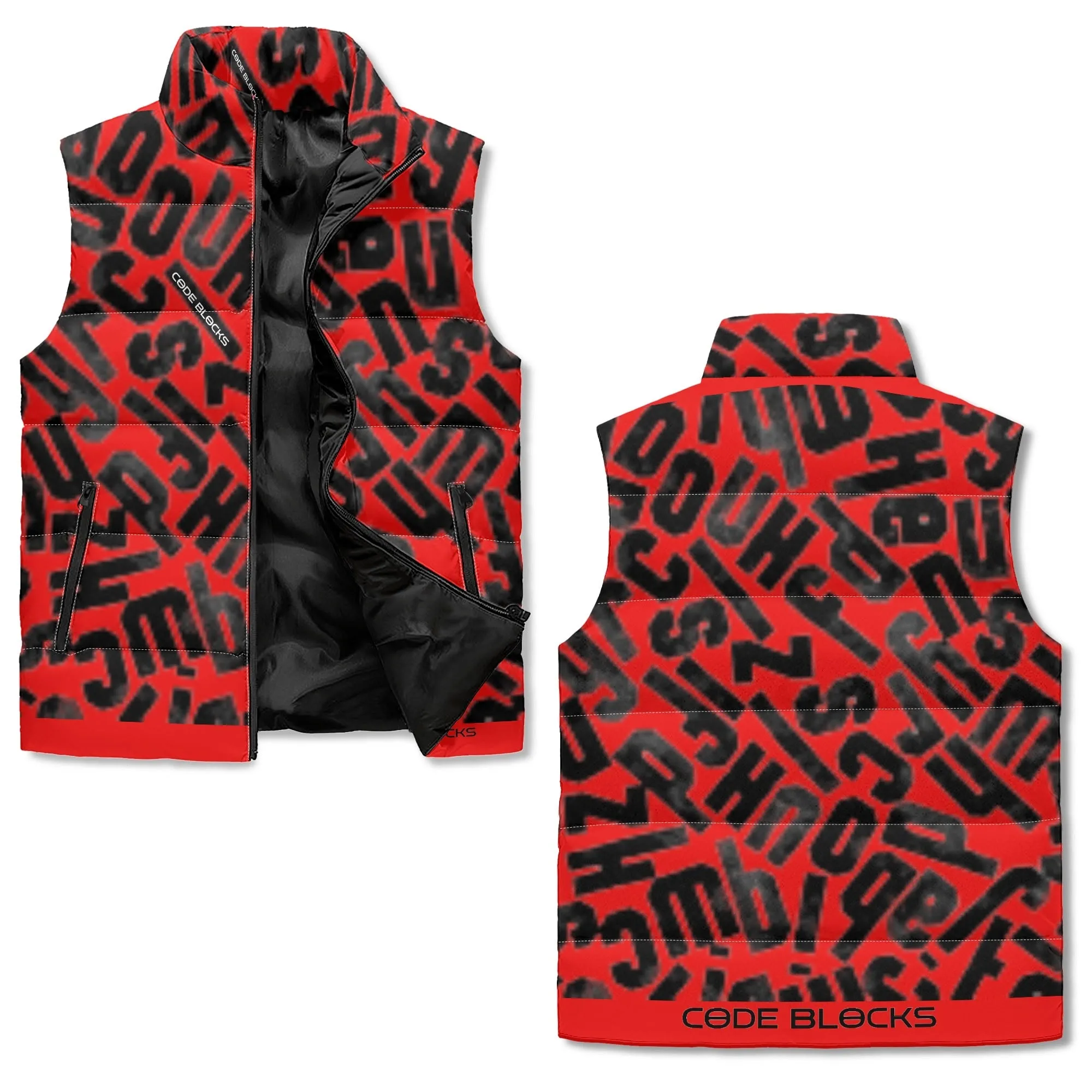 Unisex Lightweight All Over Printing Stand Collar Zip Up Puffer Vest