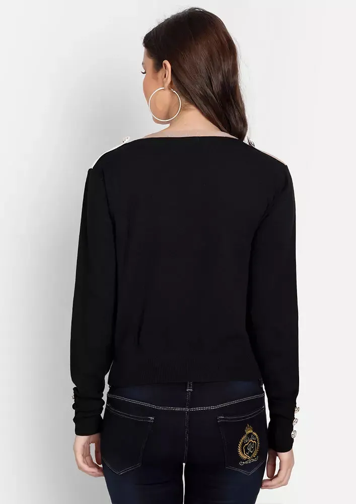 V-Neck Colorblock Crop Knit Cardigan