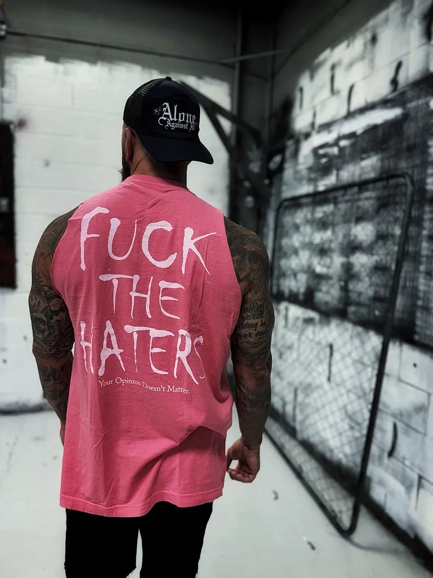 VINTAGE FUCK THE HATERS TANK TOP *PINK*