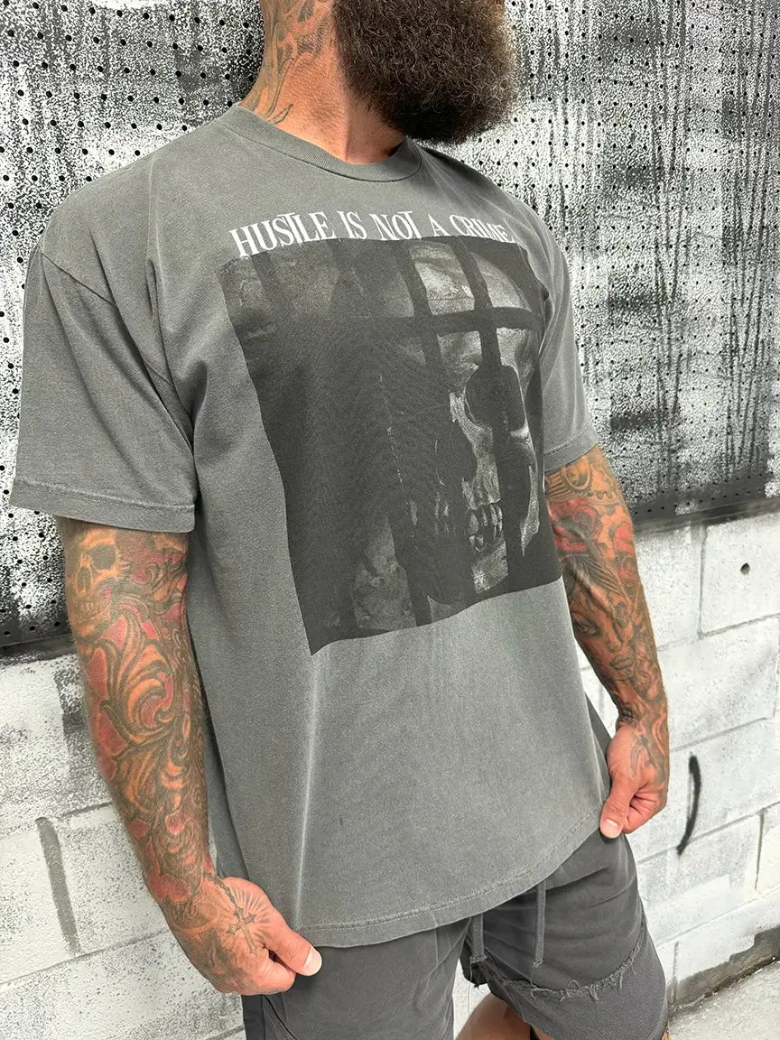 VINTAGE HUSTLE TEE *FADED BLACK*