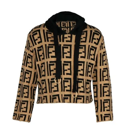 Vintage Printed Long Sleeve Hoodies Knitwear