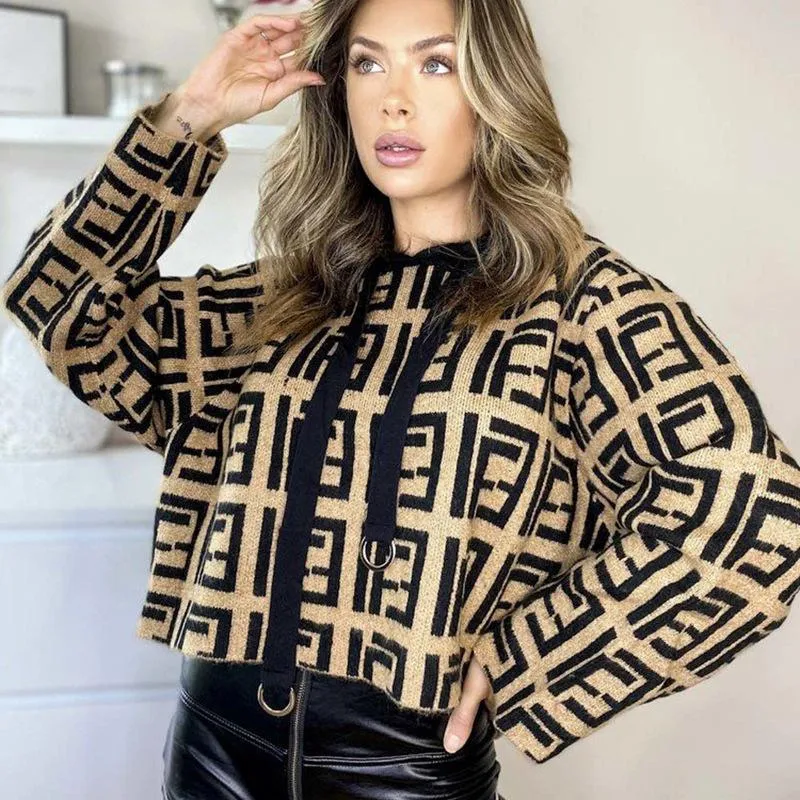 Vintage Printed Long Sleeve Hoodies Knitwear