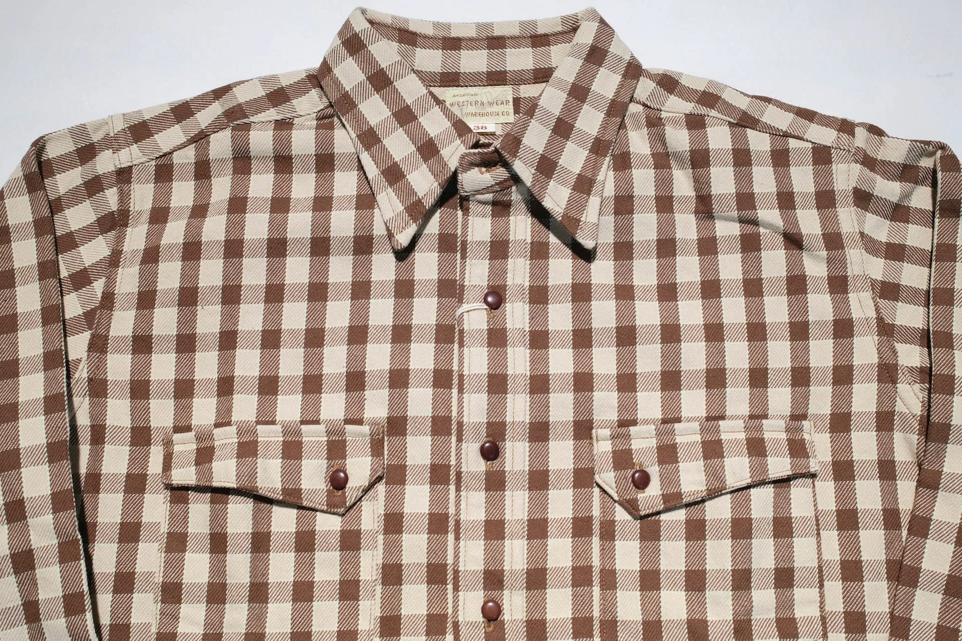 Warehouse 11oz "Long Horn" Selvage Flannel Western Shirt (Brown)