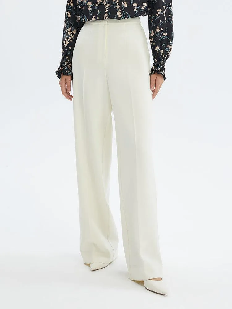 Washable Worsted Wool Straight Pants