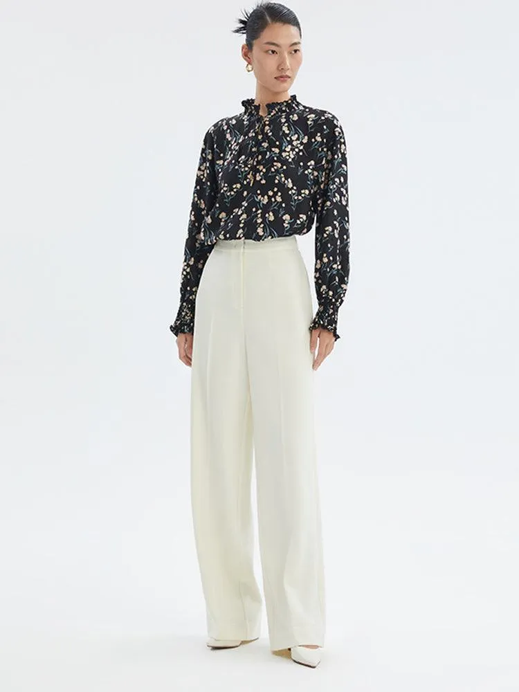 Washable Worsted Wool Straight Pants