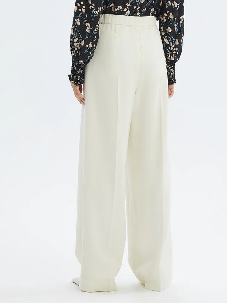 Washable Worsted Wool Straight Pants