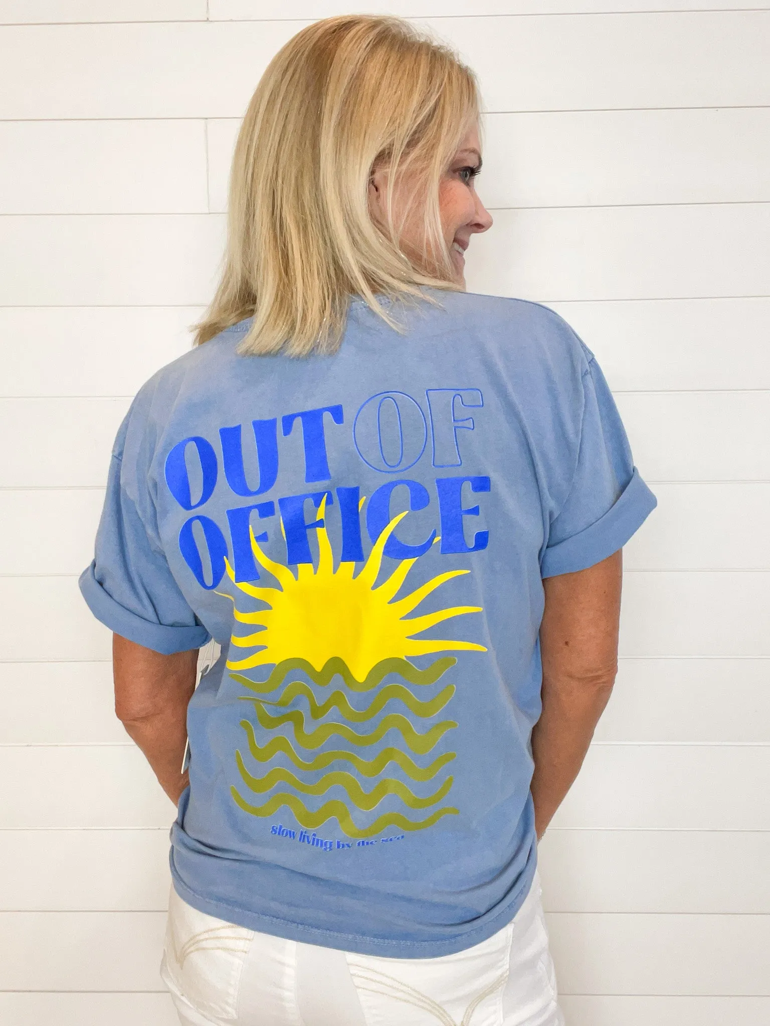 Washed Graphic Tee "Out Of Office"