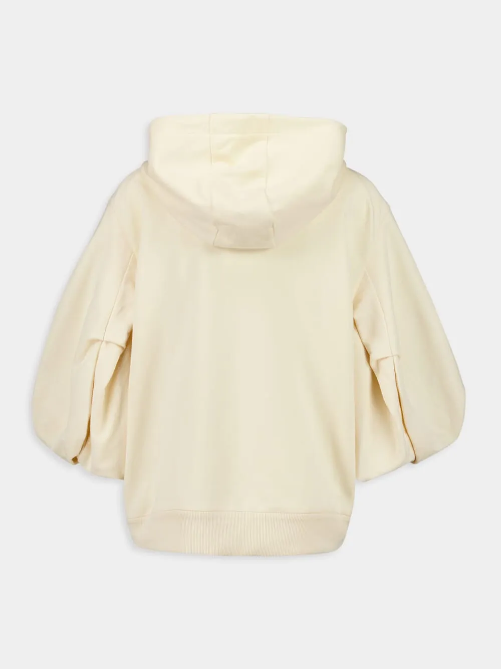 White Cotton Zip-Up Hooded Sweatshirt