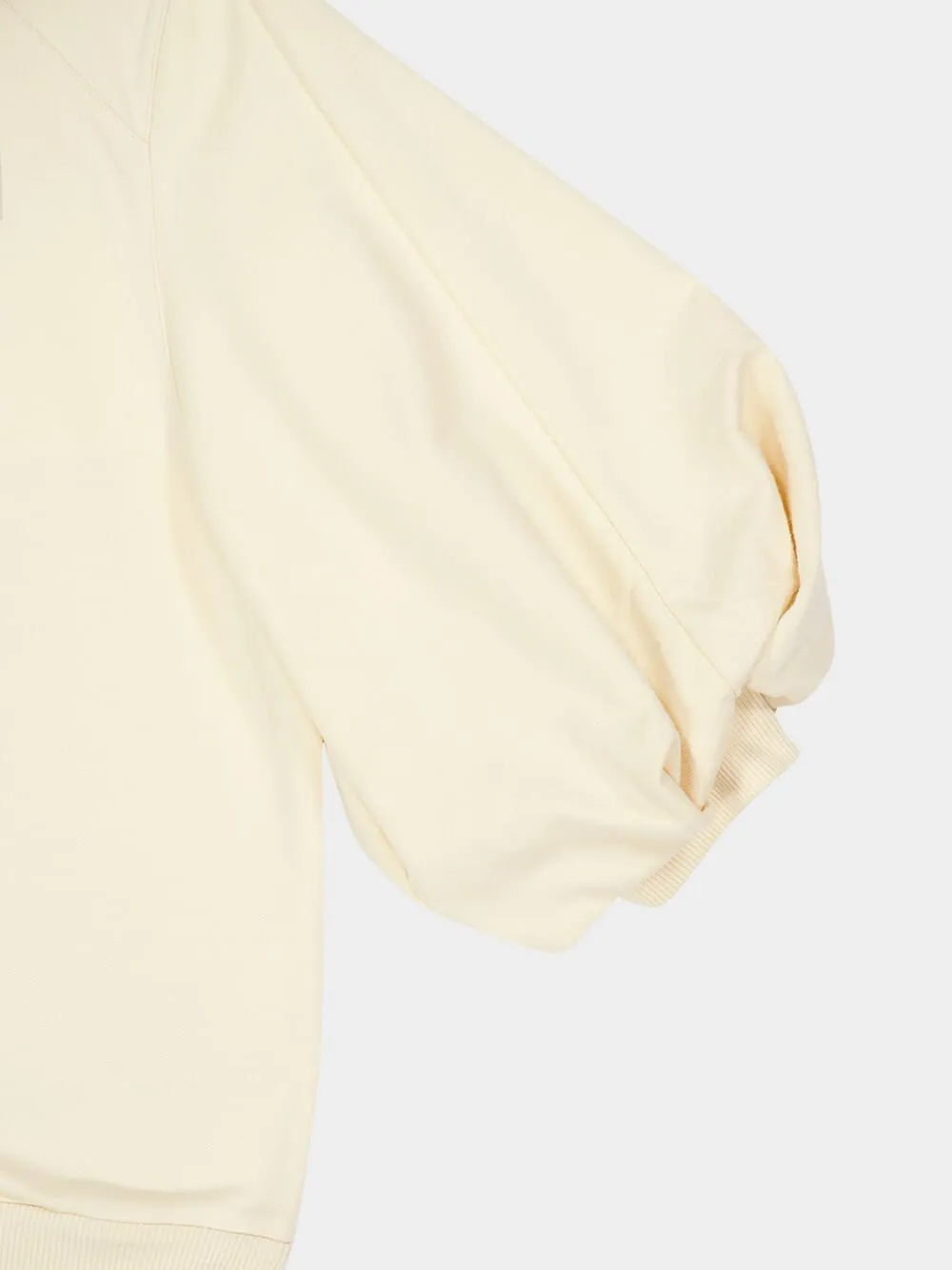 White Cotton Zip-Up Hooded Sweatshirt