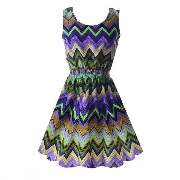 Women Chiffon Dress Sleeveless Sundress Beach Floral Tank Mini Dresses Vestido