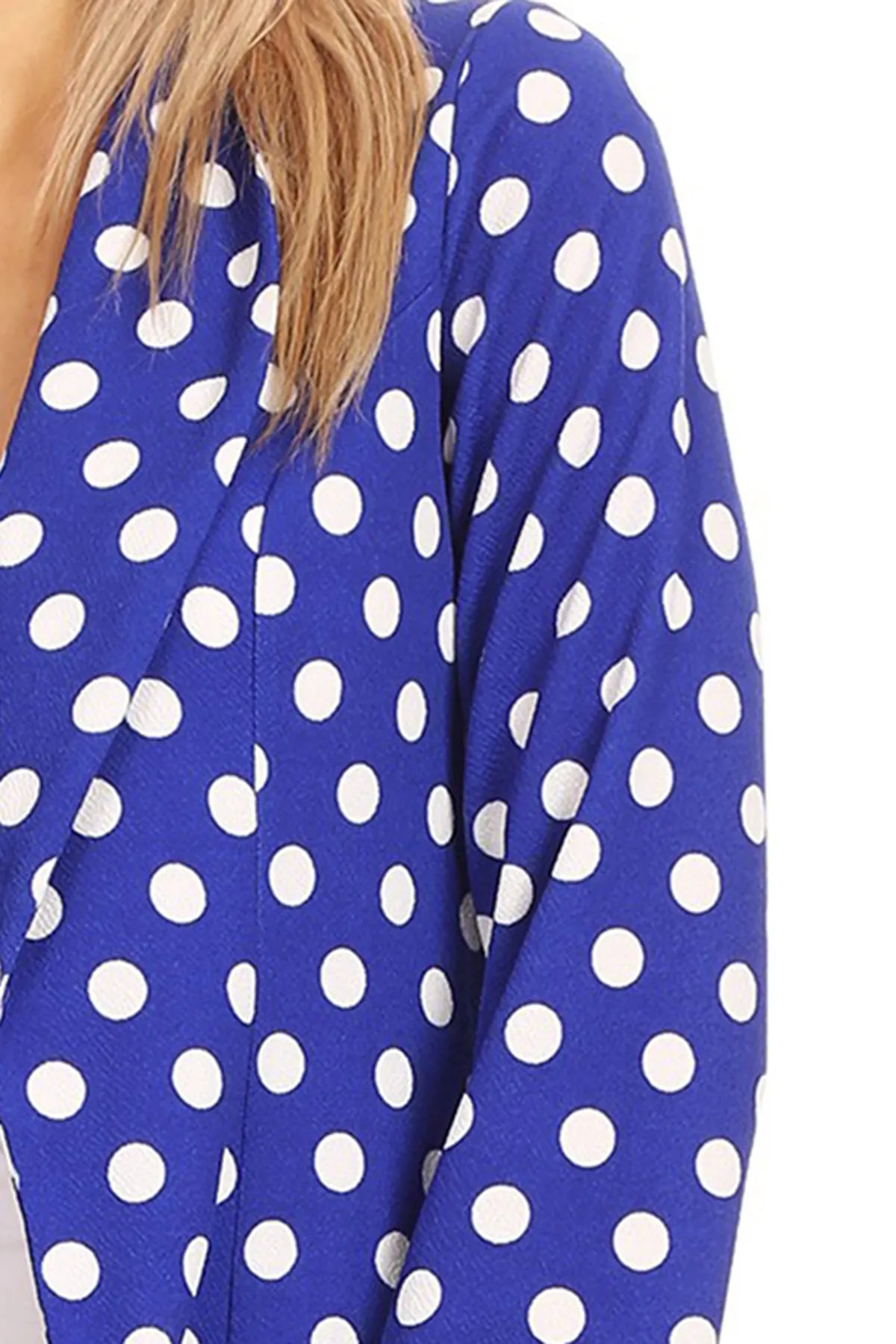 Women's Classic Polka Dot Open Front Lightweight Long Sleeve Work Office Blazer Jacket