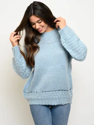 WOMEN'S CROCHET DETAIL SWEATER