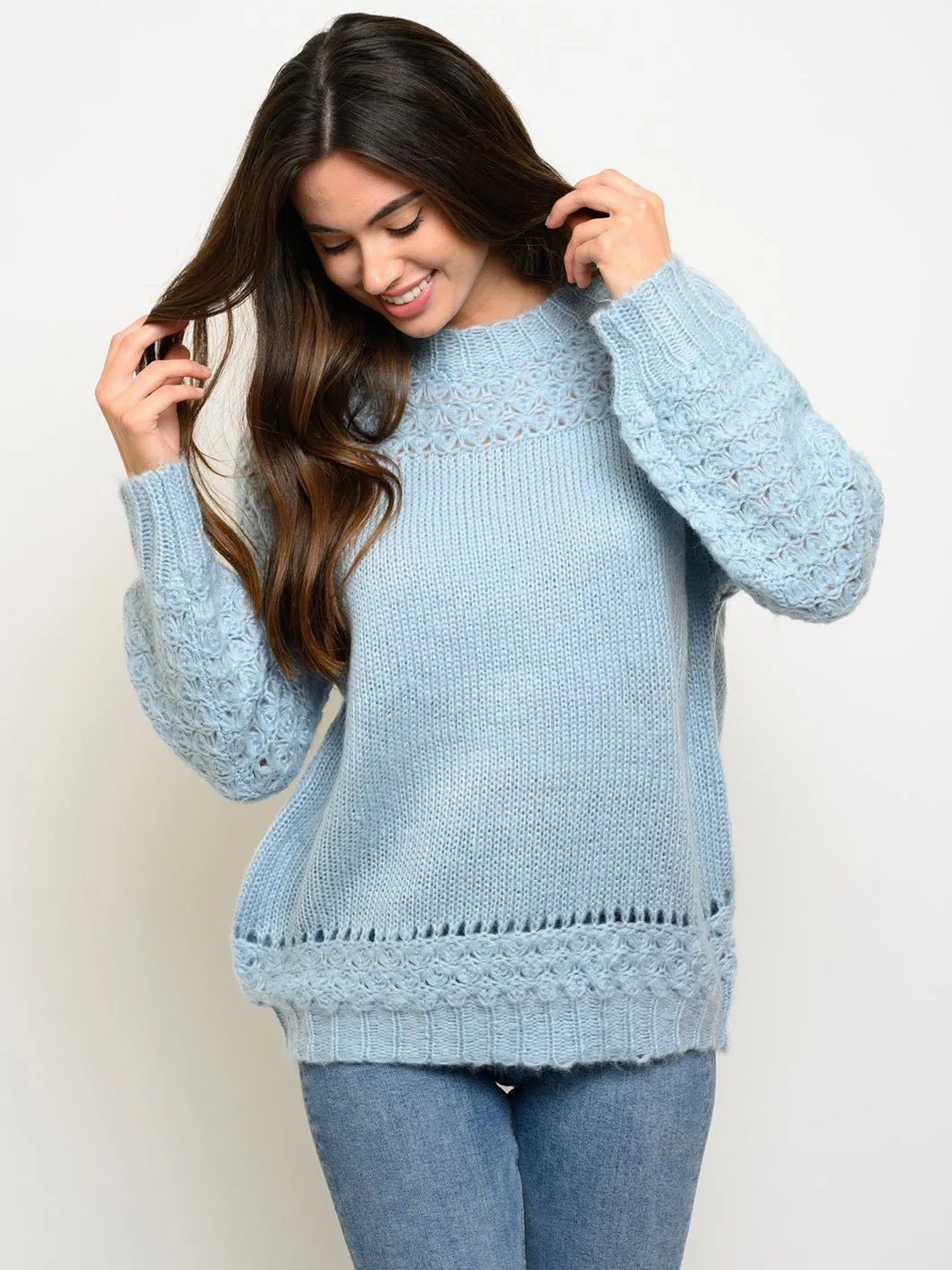 WOMEN'S CROCHET DETAIL SWEATER