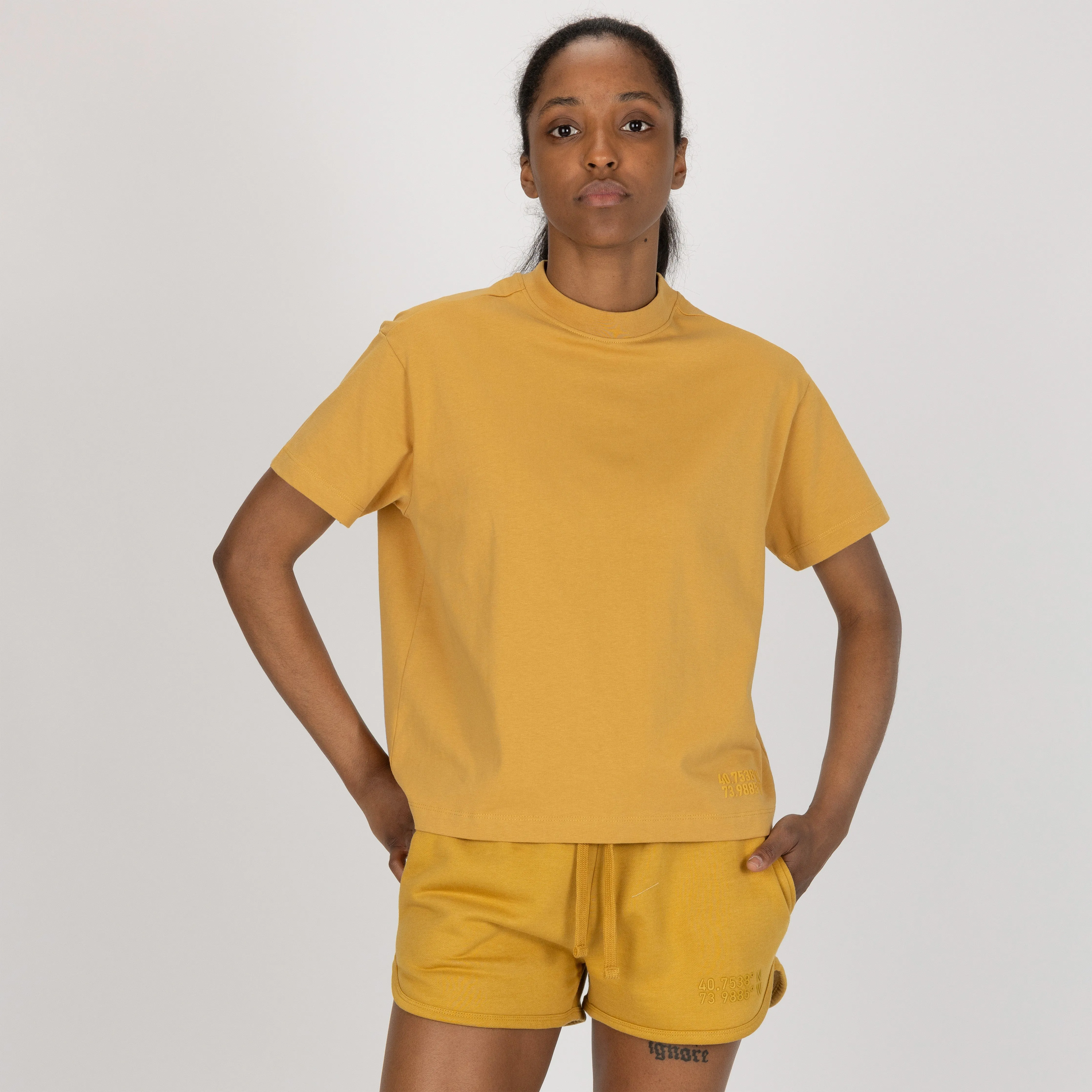 Womens Fleece Dolphin Shorts - Honey Mustard