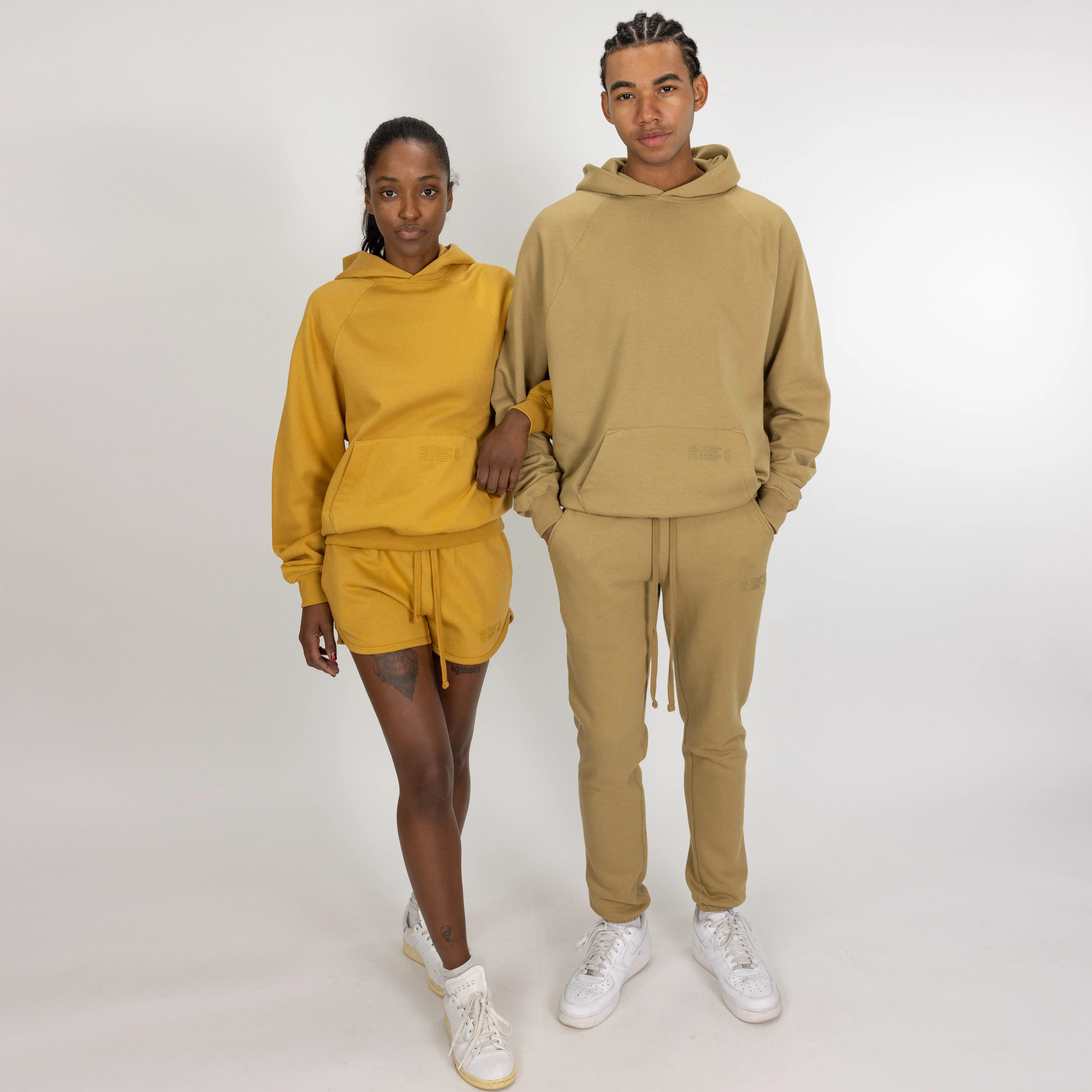 Womens Fleece Dolphin Shorts - Honey Mustard