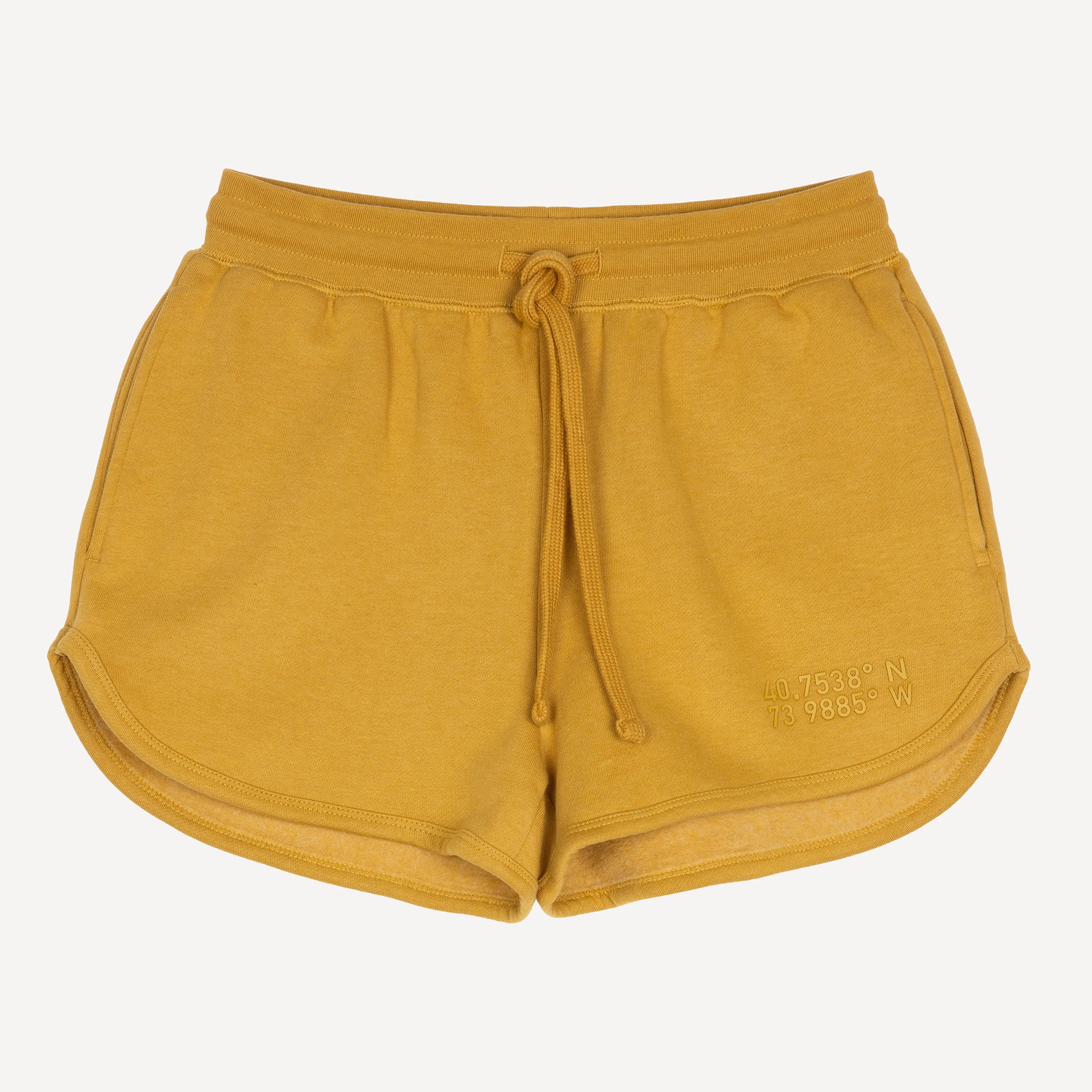 Womens Fleece Dolphin Shorts - Honey Mustard