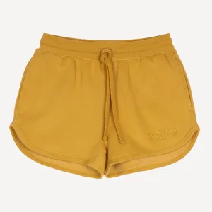 Womens Fleece Dolphin Shorts - Honey Mustard