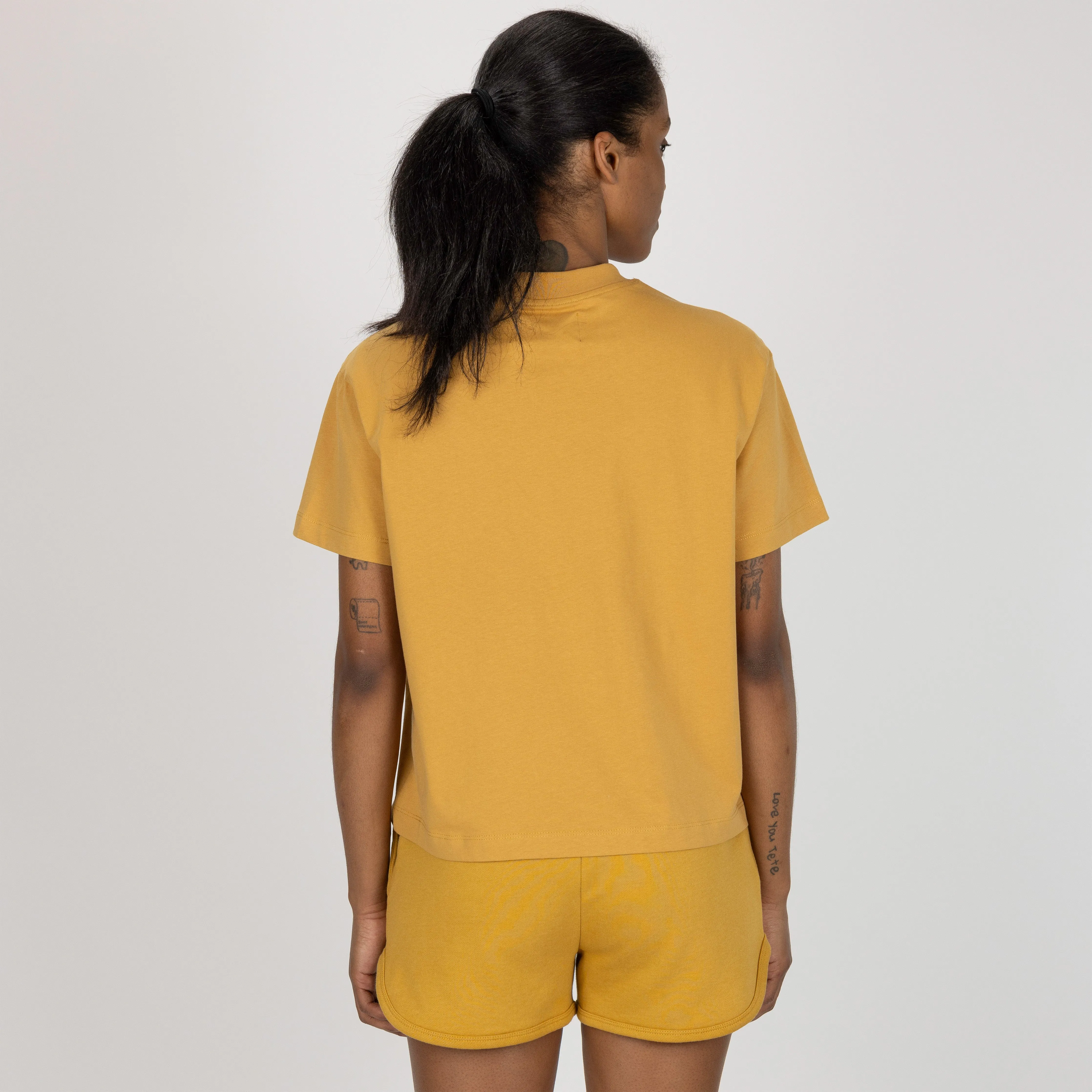 Womens Fleece Dolphin Shorts - Honey Mustard