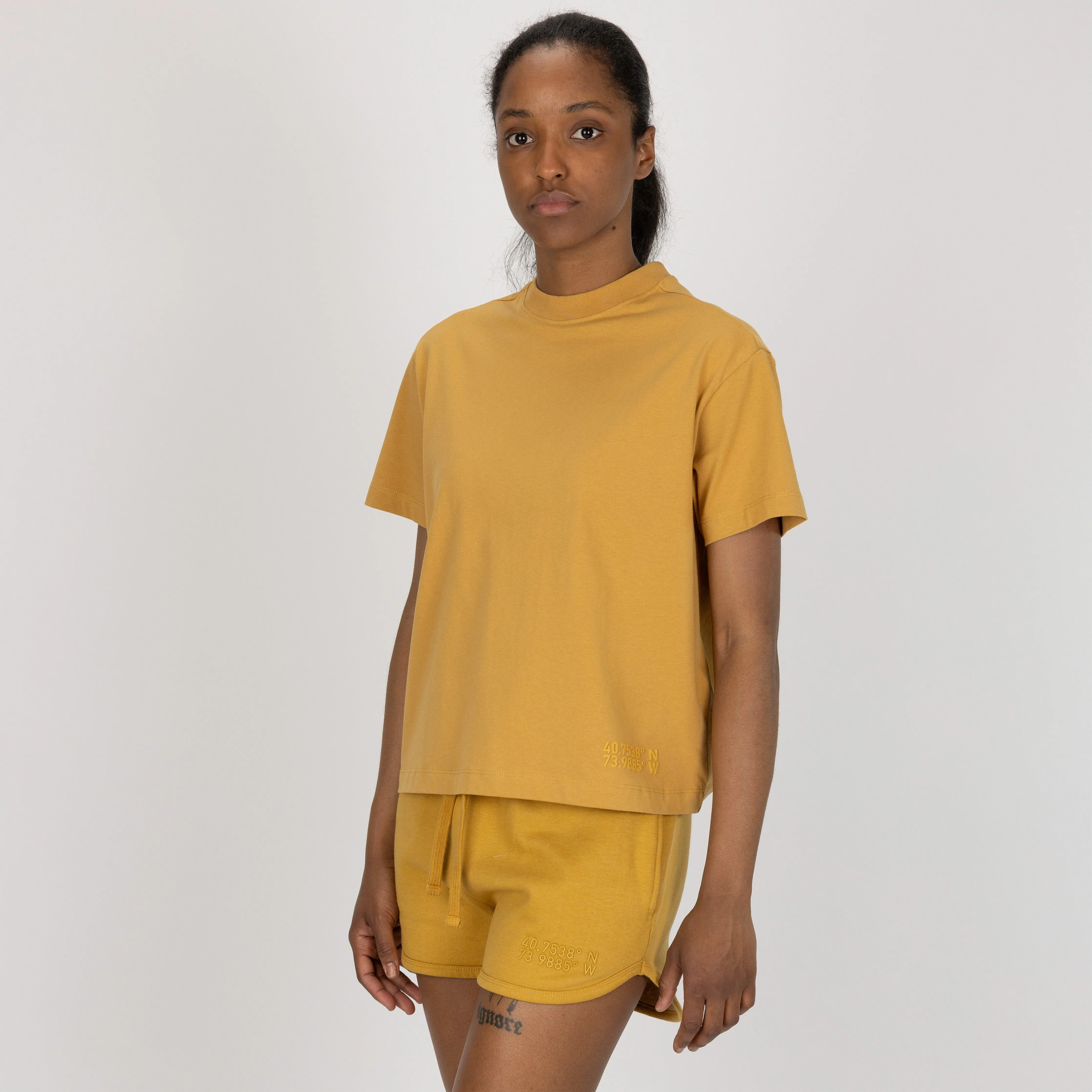 Womens Fleece Dolphin Shorts - Honey Mustard