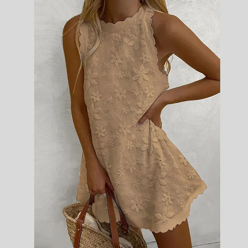 Women’s Lacy Floral Sleeveless Mini Sundress