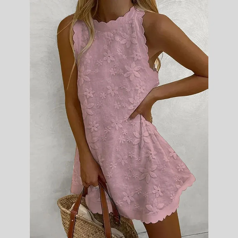 Women’s Lacy Floral Sleeveless Mini Sundress